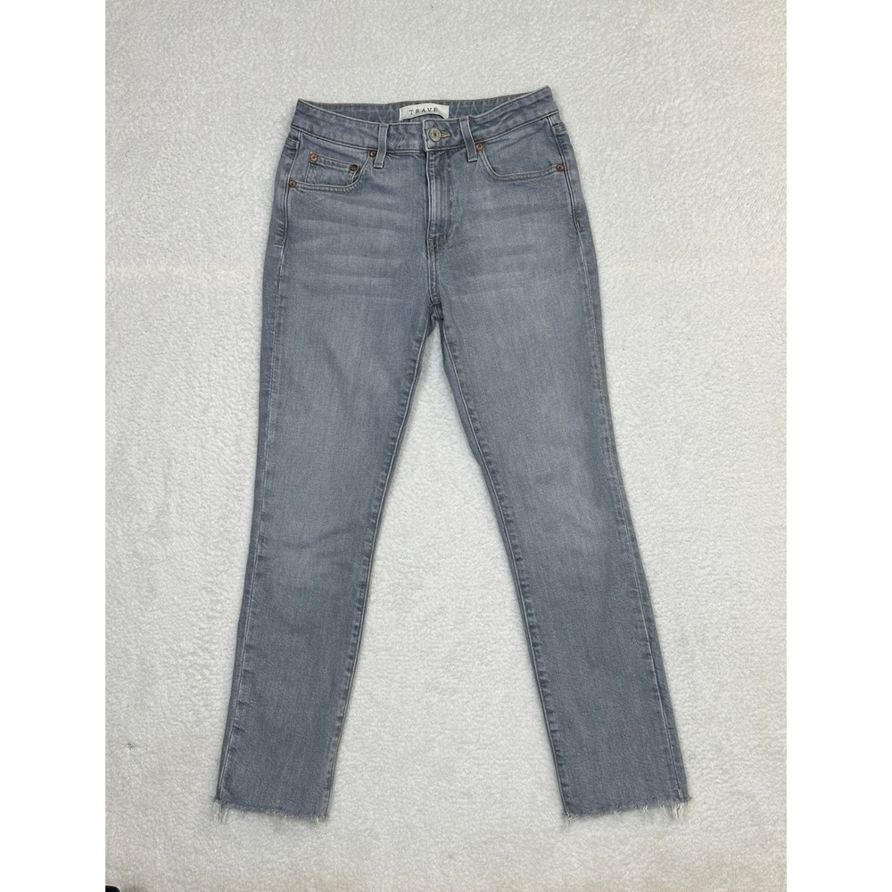 TRAVE Irina Slim Gray Wash Distressed Raw Hem Jeans Womens Size‎ 27 Made in USA